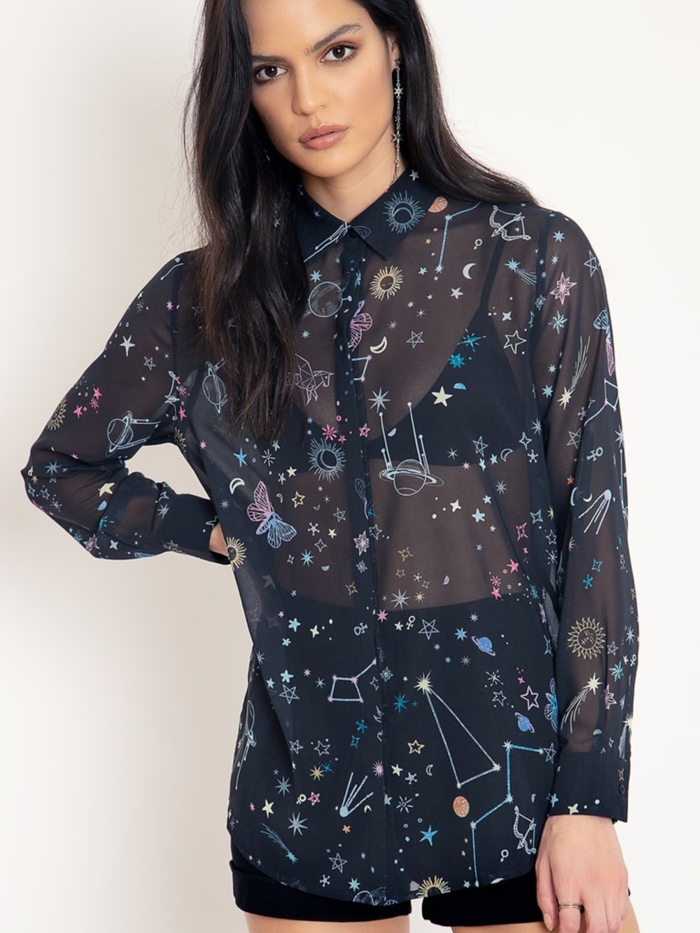 Celestial Sketch
Sheer Button Me Up Shirt
